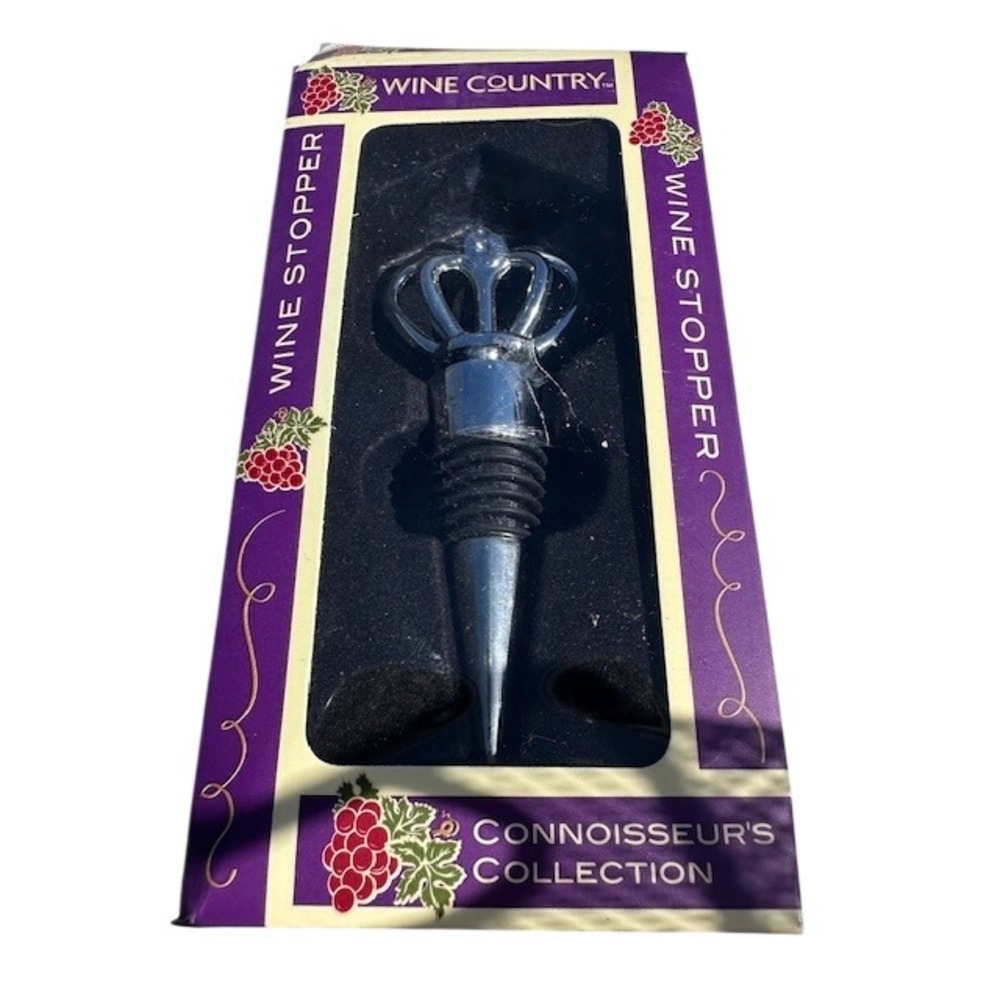 Wine Country Connoisseur's Collection Silver Crown Wine Stopper NIB‎